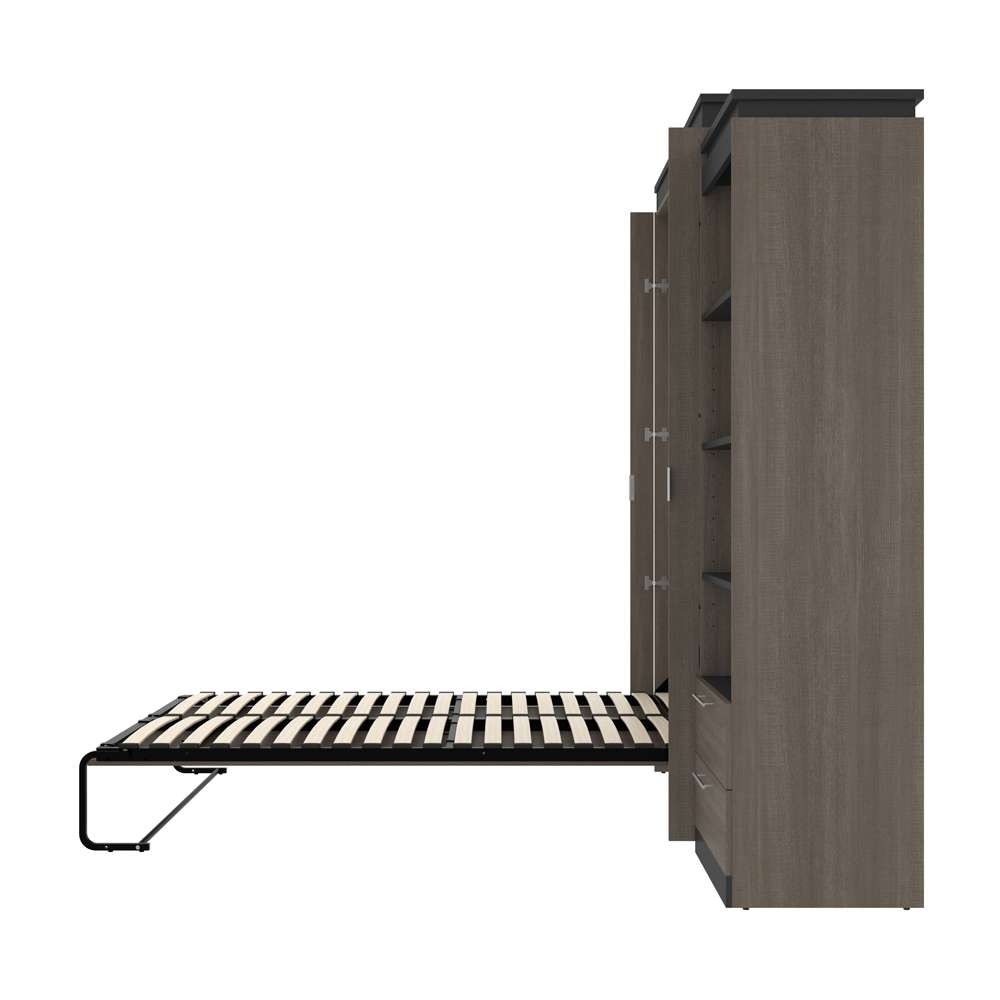 Bestar - Orion Queen Murphy Bed and Shelving Unit with Drawers (95W) in Bark Gray & Graphite - 116883-000047 veiw 9