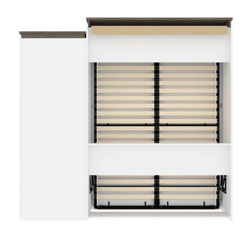 Bestar - Orion Queen Murphy Bed and Shelving Unit with Drawers (95W) in White & Walnut Grey - 116883-000017 veiw 4
