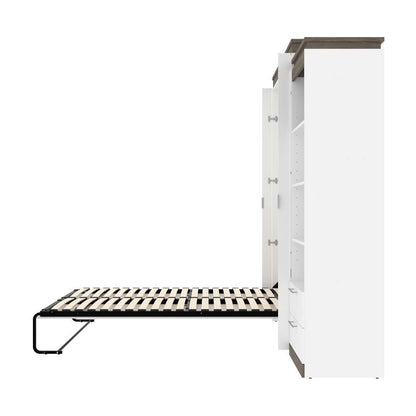 Bestar - Orion Queen Murphy Bed and Shelving Unit with Drawers (95W) in White & Walnut Grey - 116883-000017 veiw 9