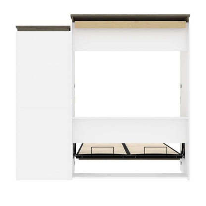 Bestar - Orion Queen Murphy Bed and Shelving Unit with Drawers (95W) in White & Walnut Grey - 116883-000017 veiw 10