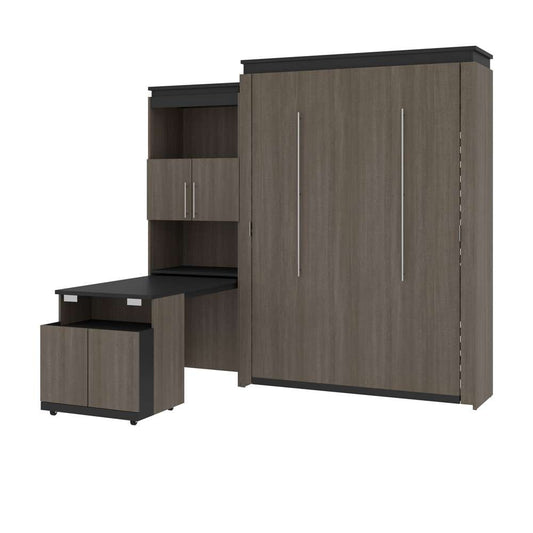 Bestar - Orion Queen Murphy Bed and Shelving Unit with Fold-Out Desk (95W) in Bark Gray & Graphite - 116875-000047 veiw 1