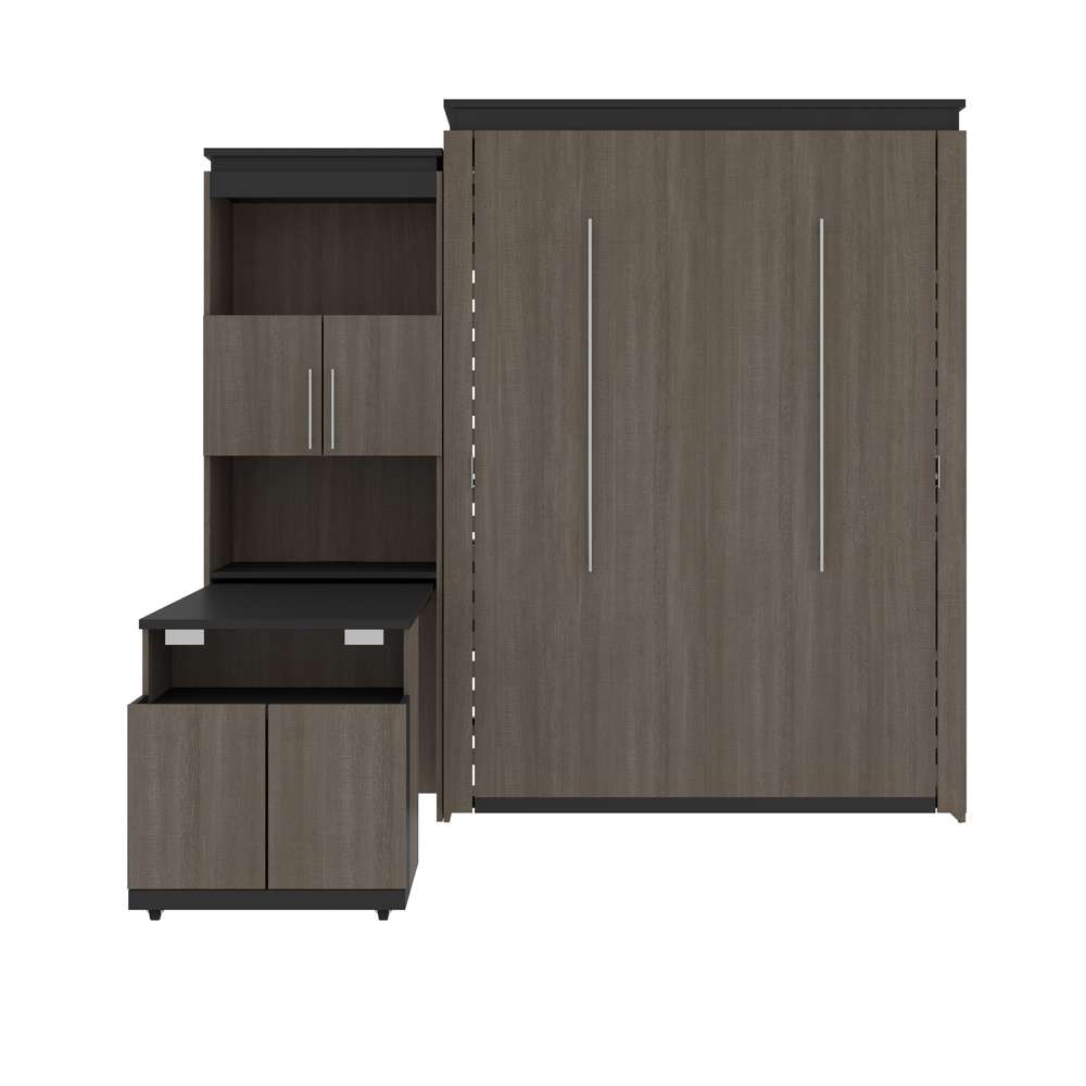 Bestar - Orion Queen Murphy Bed and Shelving Unit with Fold-Out Desk (95W) in Bark Gray & Graphite - 116875-000047 veiw 3