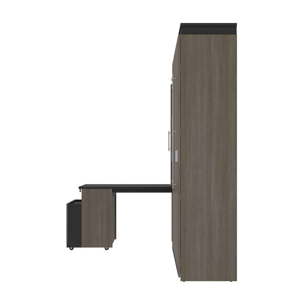 Bestar - Orion Queen Murphy Bed and Shelving Unit with Fold-Out Desk (95W) in Bark Gray & Graphite - 116875-000047 veiw 4