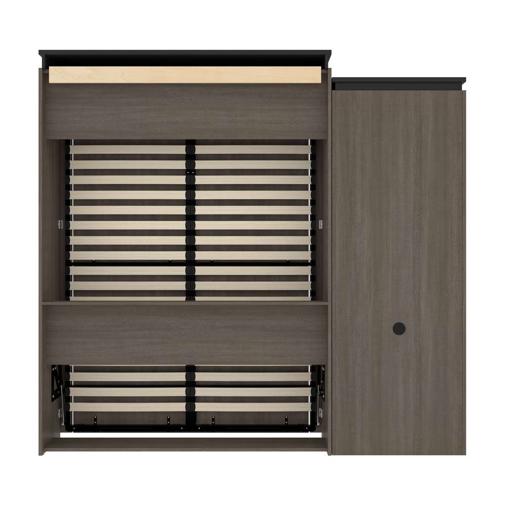 Bestar - Orion Queen Murphy Bed and Shelving Unit with Fold-Out Desk (95W) in Bark Gray & Graphite - 116875-000047 veiw 5