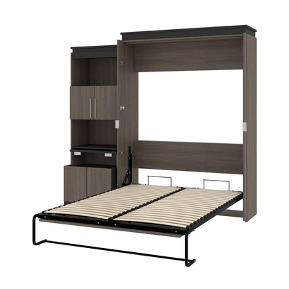 Bestar - Orion Queen Murphy Bed and Shelving Unit with Fold-Out Desk (95W) in Bark Gray & Graphite - 116875-000047 veiw 7