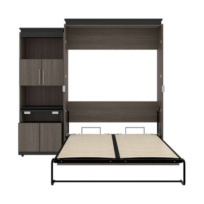Bestar - Orion Queen Murphy Bed and Shelving Unit with Fold-Out Desk (95W) in Bark Gray & Graphite - 116875-000047 veiw 9