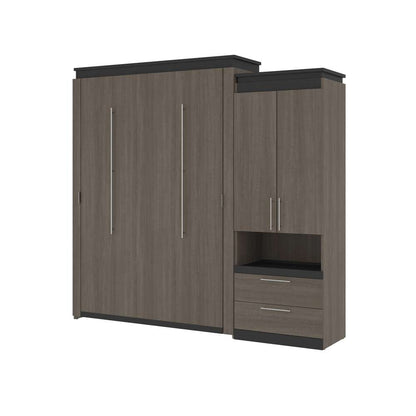 Bestar - Orion Queen Murphy Bed and Storage Cabinet with Pull-Out Shelf (95W) in Bark Gray & Graphite - 116888-000047 veiw 1
