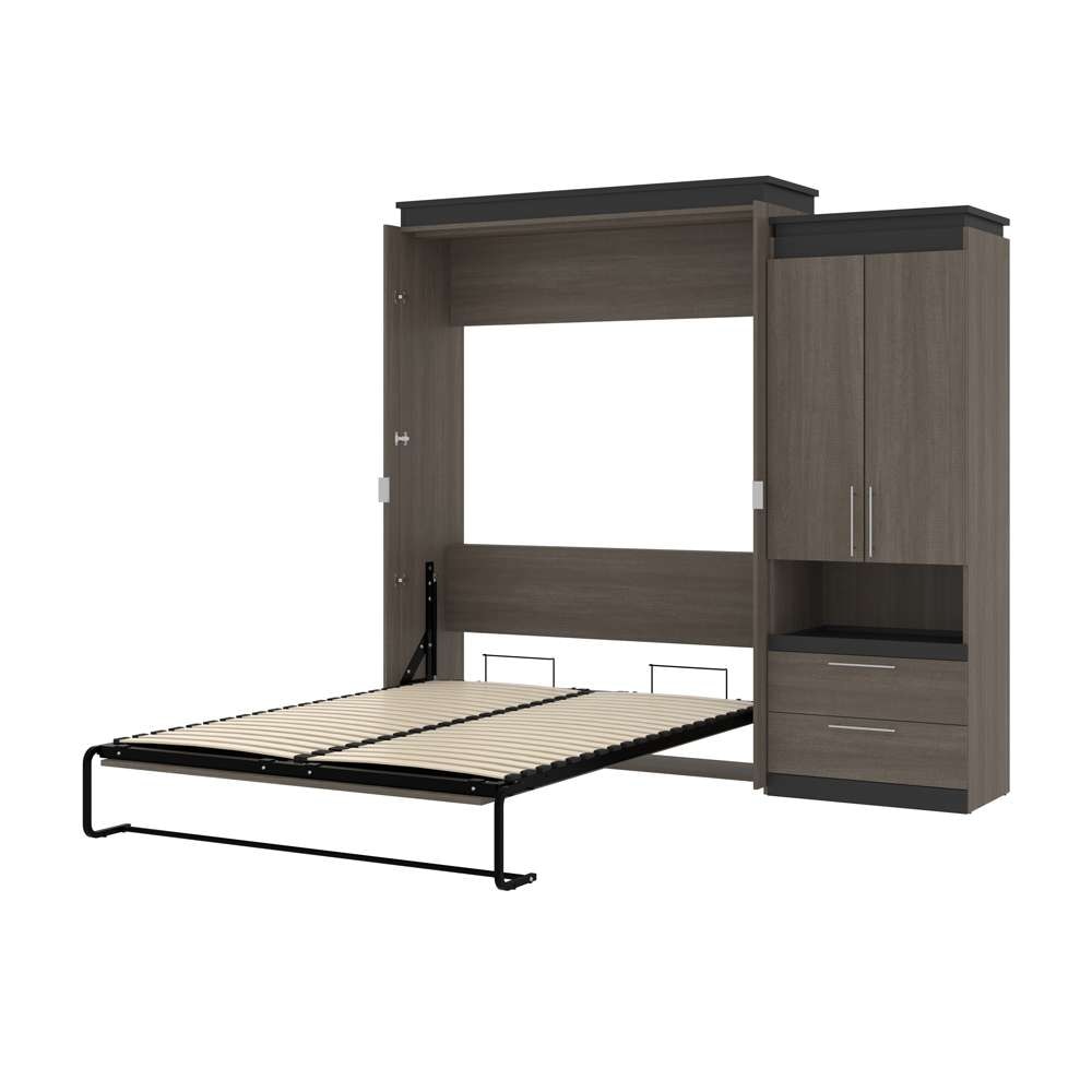 Bestar - Orion Queen Murphy Bed and Storage Cabinet with Pull-Out Shelf (95W) in Bark Gray & Graphite - 116888-000047 veiw 6