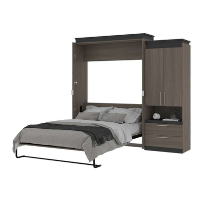 Bestar - Orion Queen Murphy Bed and Storage Cabinet with Pull-Out Shelf (95W) in Bark Gray & Graphite - 116888-000047 veiw 7