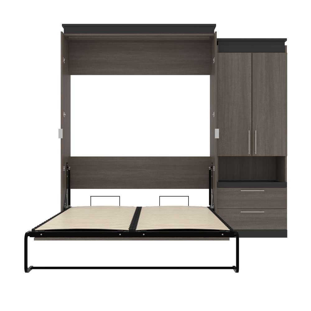 Bestar - Orion Queen Murphy Bed and Storage Cabinet with Pull-Out Shelf (95W) in Bark Gray & Graphite - 116888-000047 veiw 8