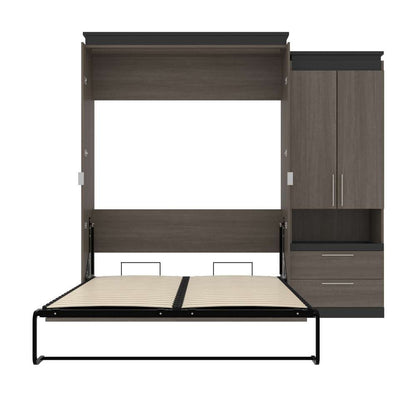 Bestar - Orion Queen Murphy Bed and Storage Cabinet with Pull-Out Shelf (95W) in Bark Gray & Graphite - 116888-000047 veiw 8