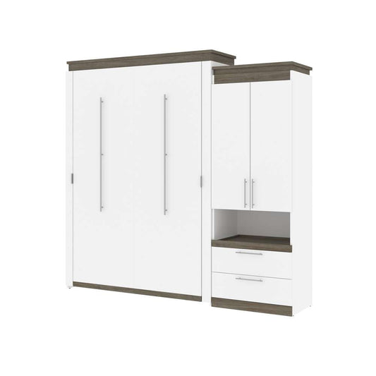 Bestar - Orion Queen Murphy Bed and Storage Cabinet with Pull-Out Shelf (95W) in White & Walnut Grey - 116888-000017 veiw 1