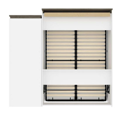 Bestar - Orion Queen Murphy Bed and Storage Cabinet with Pull-Out Shelf (95W) in White & Walnut Grey - 116888-000017 veiw 4