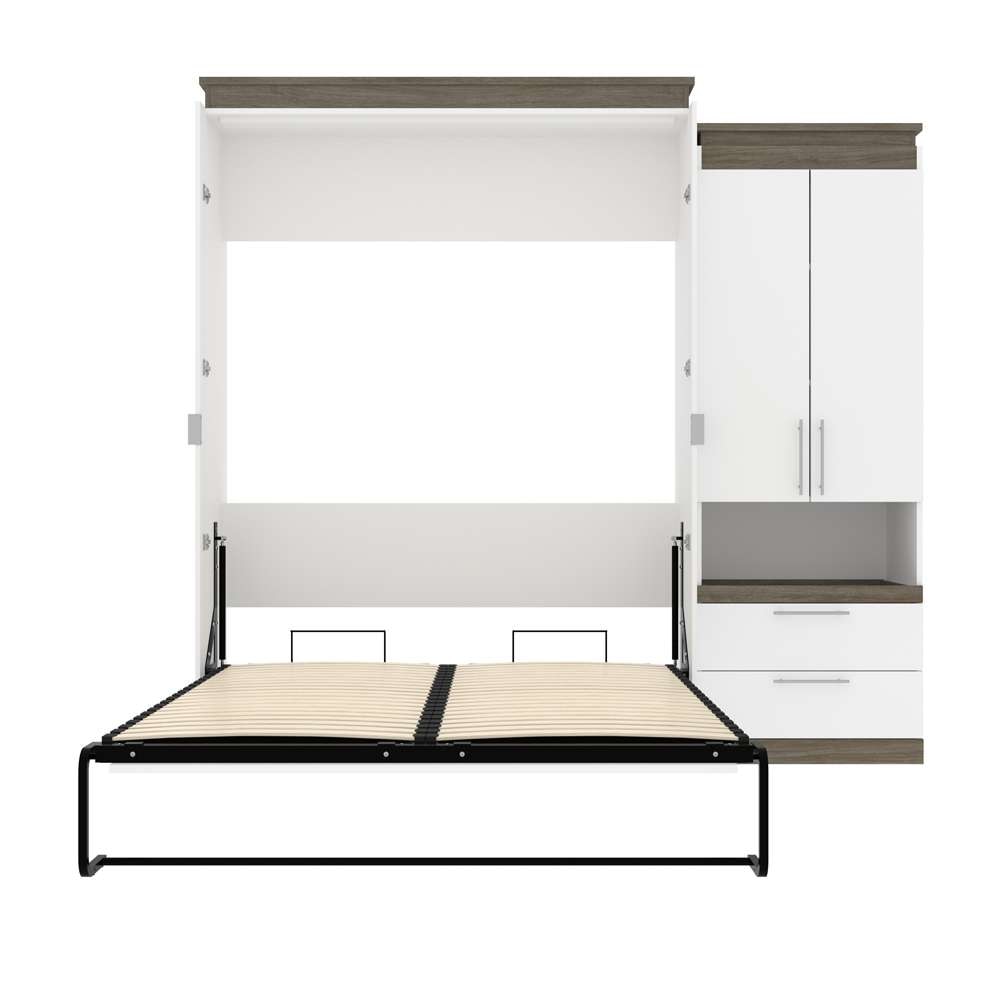 Bestar - Orion Queen Murphy Bed and Storage Cabinet with Pull-Out Shelf (95W) in White & Walnut Grey - 116888-000017 veiw 8