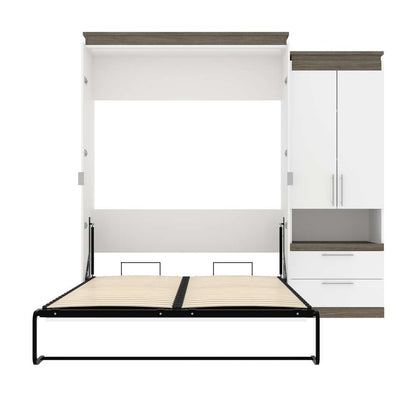Bestar - Orion Queen Murphy Bed and Storage Cabinet with Pull-Out Shelf (95W) in White & Walnut Grey - 116888-000017 veiw 8