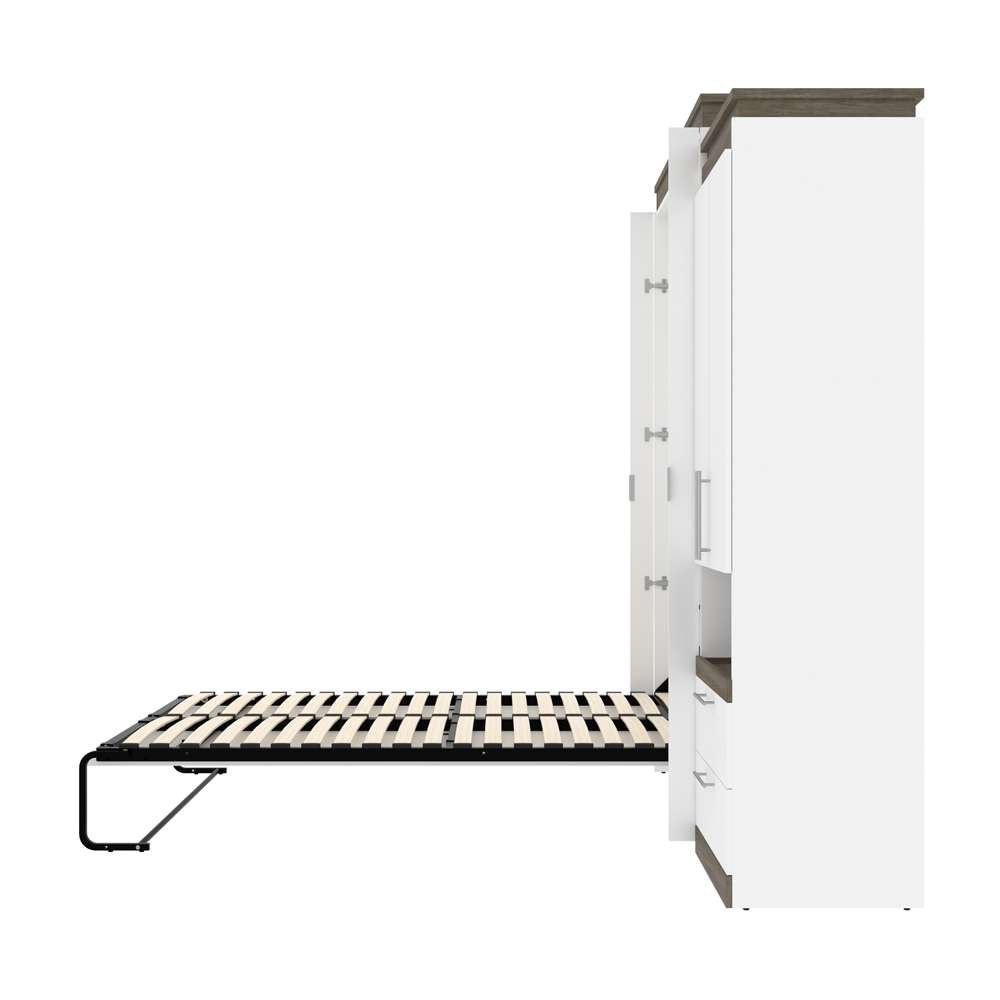 Bestar - Orion Queen Murphy Bed and Storage Cabinet with Pull-Out Shelf (95W) in White & Walnut Grey - 116888-000017 veiw 9