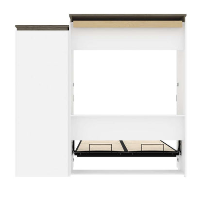 Bestar - Orion Queen Murphy Bed and Storage Cabinet with Pull-Out Shelf (95W) in White & Walnut Grey - 116888-000017 veiw 10