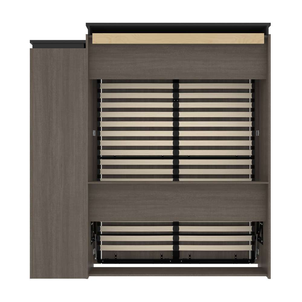 Bestar - Orion Queen Murphy Bed with Narrow Shelving Unit (85W) in Bark Gray & Graphite - 116880-000047 veiw 4