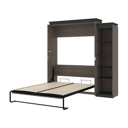 Bestar - Orion Queen Murphy Bed with Narrow Shelving Unit (85W) in Bark Gray & Graphite - 116880-000047 veiw 6