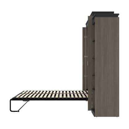 Bestar - Orion Queen Murphy Bed with Narrow Shelving Unit (85W) in Bark Gray & Graphite - 116880-000047 veiw 9