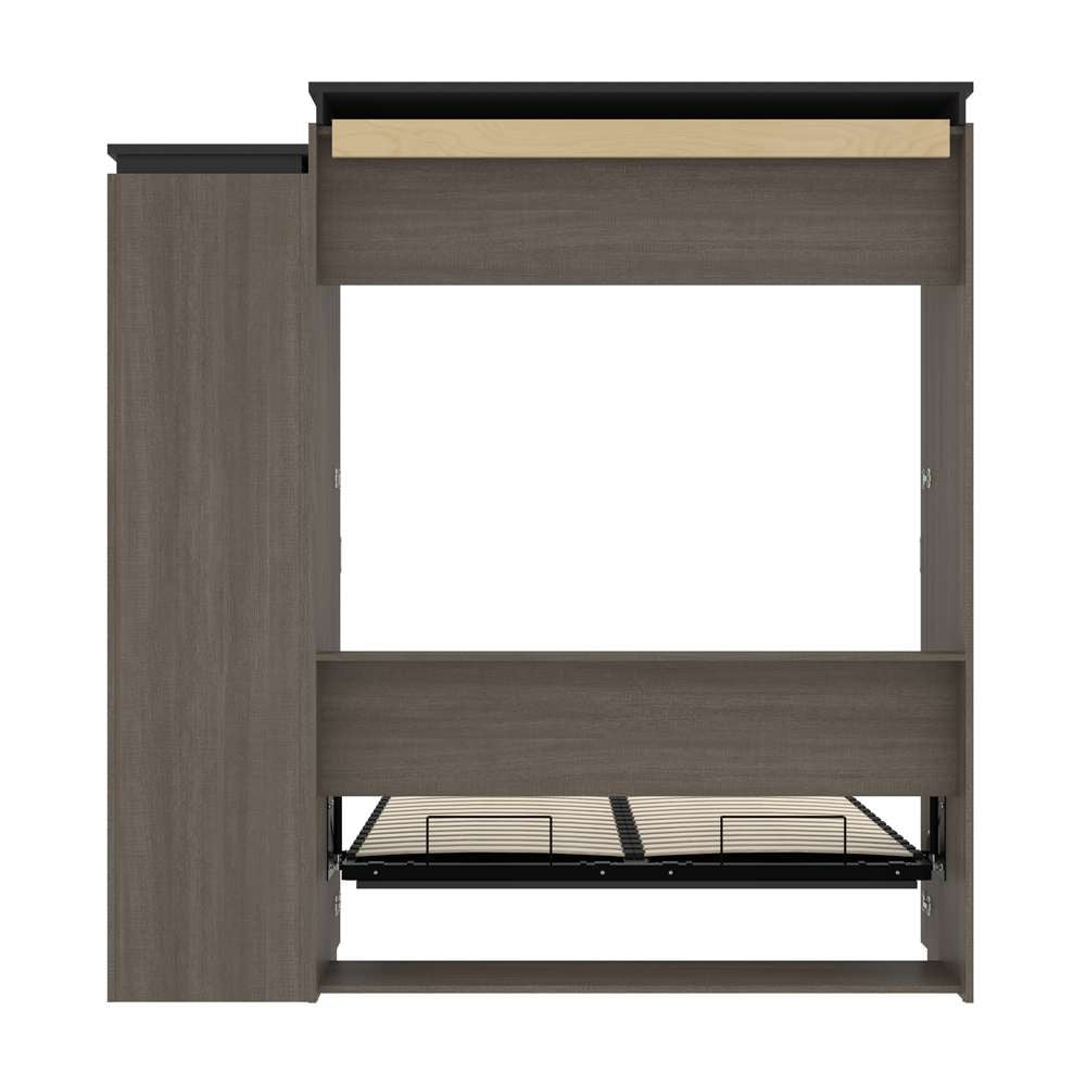 Bestar - Orion Queen Murphy Bed with Narrow Shelving Unit (85W) in Bark Gray & Graphite - 116880-000047 veiw 10
