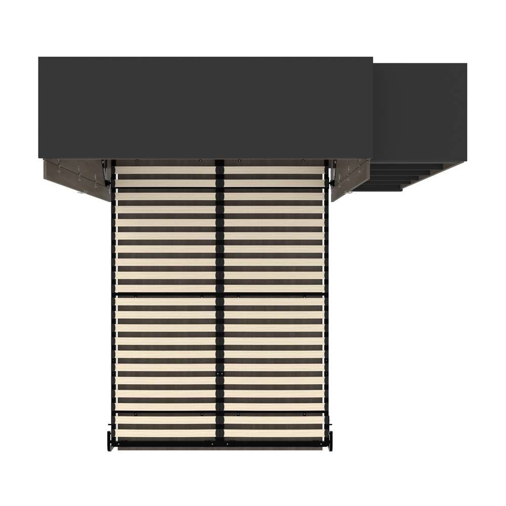 Bestar - Orion Queen Murphy Bed with Narrow Shelving Unit (85W) in Bark Gray & Graphite - 116880-000047 veiw 11