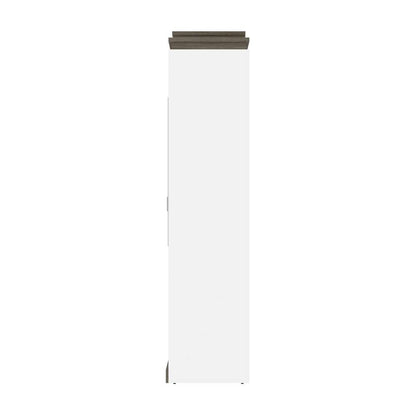 Bestar - Orion Queen Murphy Bed with Narrow Shelving Unit (85W) in White & Walnut Grey - 116880-000017 veiw 3