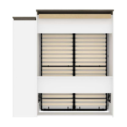 Bestar - Orion Queen Murphy Bed with Narrow Shelving Unit (85W) in White & Walnut Grey - 116880-000017 veiw 4
