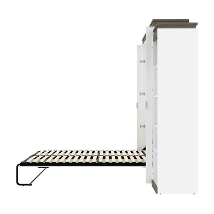 Bestar - Orion Queen Murphy Bed with Narrow Shelving Unit (85W) in White & Walnut Grey - 116880-000017 veiw 9