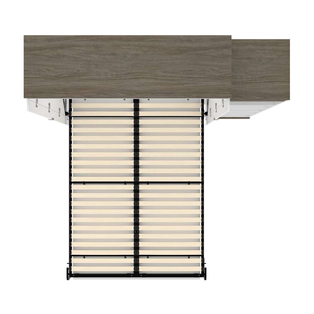 Bestar - Orion Queen Murphy Bed with Narrow Shelving Unit (85W) in White & Walnut Grey - 116880-000017 veiw 11