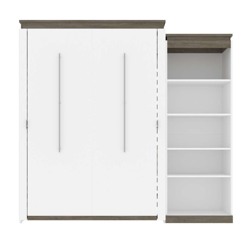 Bestar - Orion Queen Murphy Bed with Shelving Unit (95W) in White & Walnut Grey - 116882-000017 veiw 2