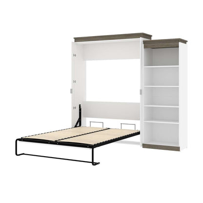 Bestar - Orion Queen Murphy Bed with Shelving Unit (95W) in White & Walnut Grey - 116882-000017 veiw 6