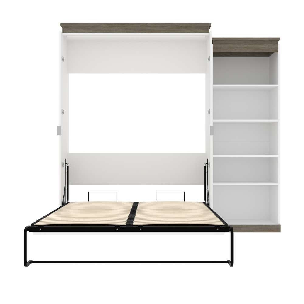 Bestar - Orion Queen Murphy Bed with Shelving Unit (95W) in White & Walnut Grey - 116882-000017 veiw 8