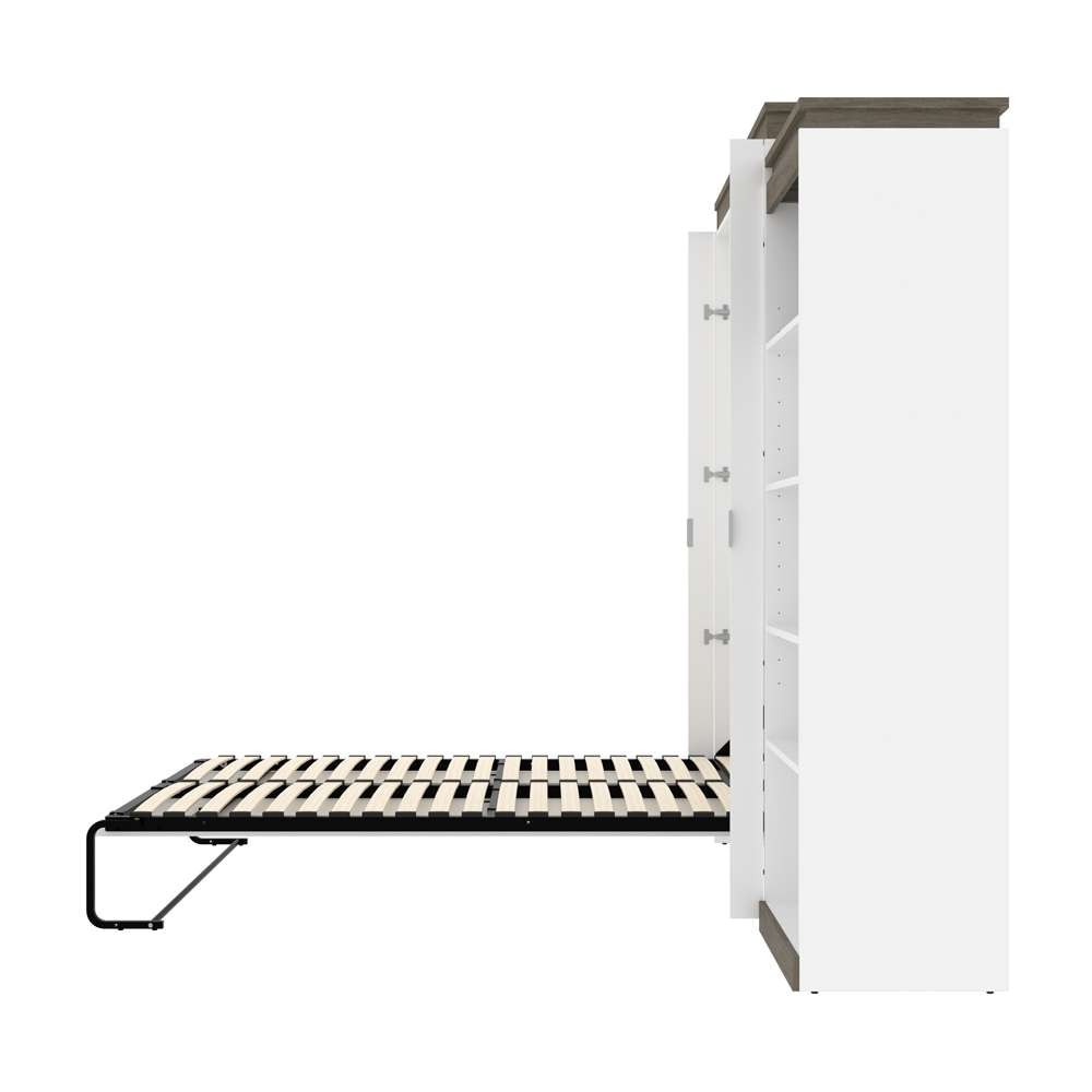 Bestar - Orion Queen Murphy Bed with Shelving Unit (95W) in White & Walnut Grey - 116882-000017 veiw 9