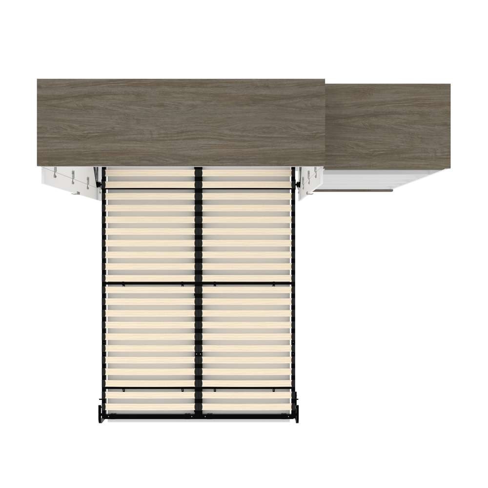 Bestar - Orion Queen Murphy Bed with Shelving Unit (95W) in White & Walnut Grey - 116882-000017 veiw 11