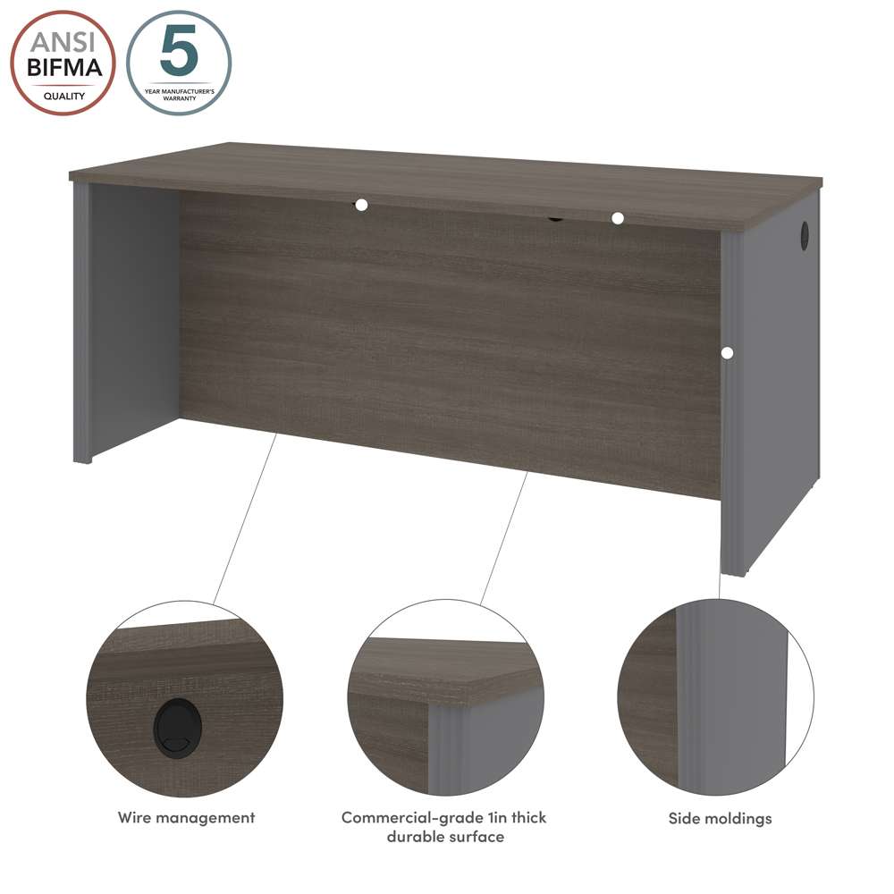 Bestar - Prestige + 72W Desk Shell in Bark Grey & Slate - 99400-000047 veiw 8