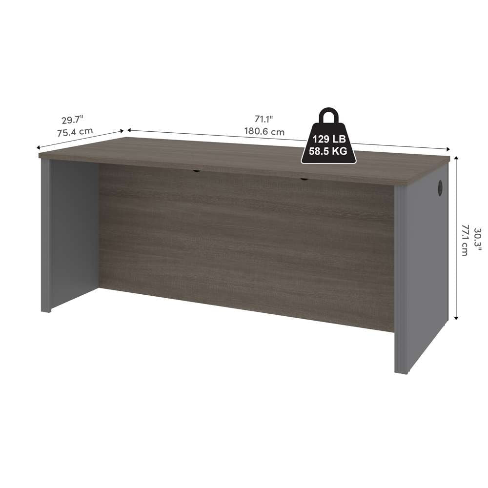 Bestar - Prestige + 72W Desk Shell in Bark Grey & Slate - 99400-000047 veiw 9
