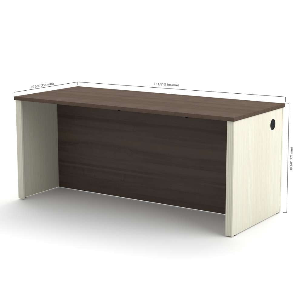 Bestar - Prestige + 72W Desk Shell in White Chocolate & Antigua - 99400-1152 veiw 3