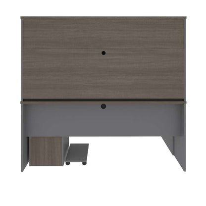 Bestar - Prestige + 72W L-Shaped Desk with Pedestal and Hutch in Bark Grey & Slate - 99872-000047 veiw 5