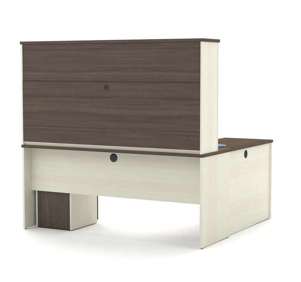Prestige + L-Shaped Desk with Pedestal and Hutch