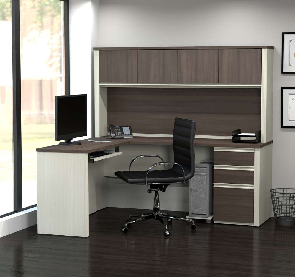 Prestige + L-Shaped Desk with Pedestal and Hutch - Thumbnail 3