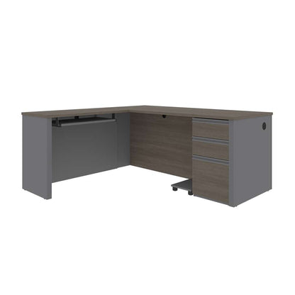Bestar - Prestige + 72W L-Shaped Desk with Pedestal in Bark Grey & Slate - 99860-000047 veiw 1
