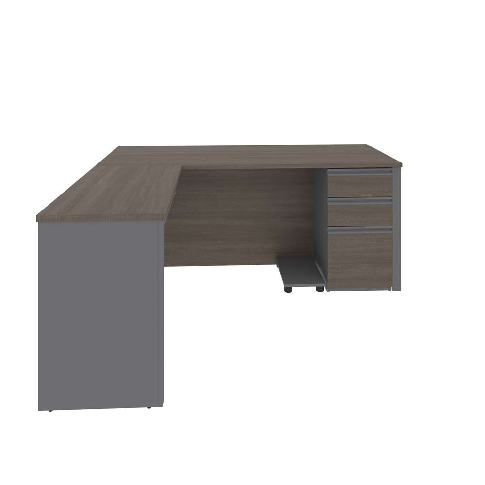 Bestar - Prestige + 72W L-Shaped Desk with Pedestal in Bark Grey & Slate - 99860-000047 veiw 3