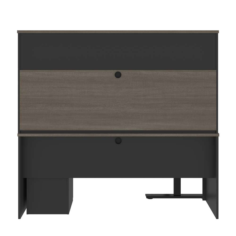 Bestar - Prestige + 72W L-Shaped Standing Desk with Pedestal and Hutch in Bark Grey & Slate - 99886-000047 veiw 5