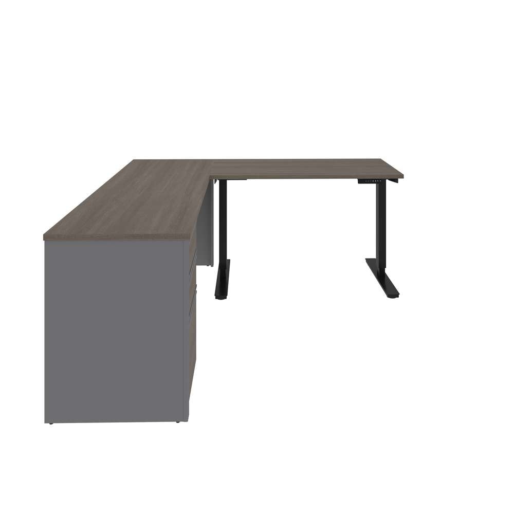 Bestar - Prestige + 72W L-Shaped Standing Desk with Pedestal in Bark Grey & Slate - 99885-000047 veiw 5