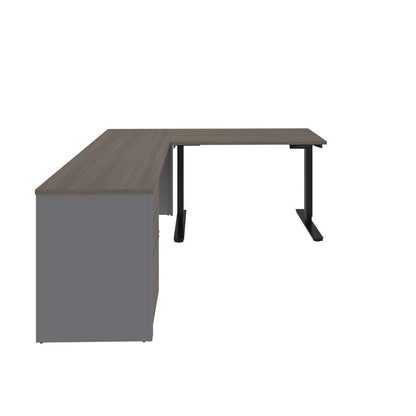 Bestar - Prestige + 72W L-Shaped Standing Desk with Pedestal in Bark Grey & Slate - 99885-000047 veiw 5