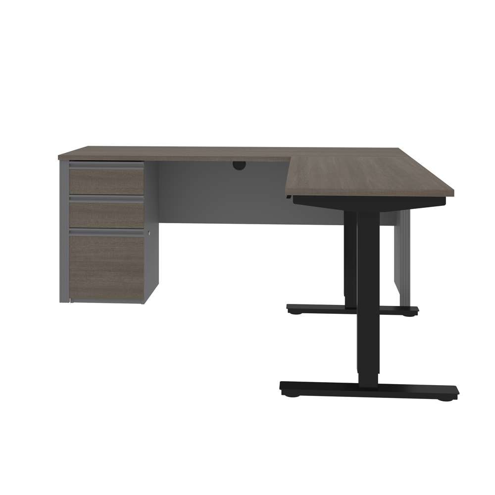 Bestar - Prestige + 72W L-Shaped Standing Desk with Pedestal in Bark Grey & Slate - 99885-000047 veiw 6