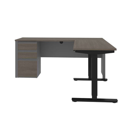 Bestar - Prestige + 72W L-Shaped Standing Desk with Pedestal in Bark Grey & Slate - 99885-000047 veiw 6
