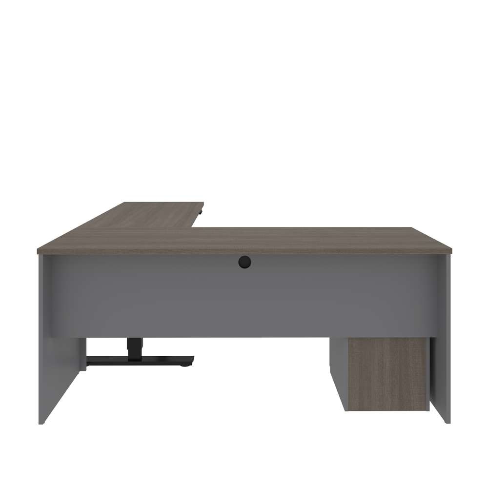 Bestar - Prestige + 72W L-Shaped Standing Desk with Pedestal in Bark Grey & Slate - 99885-000047 veiw 7