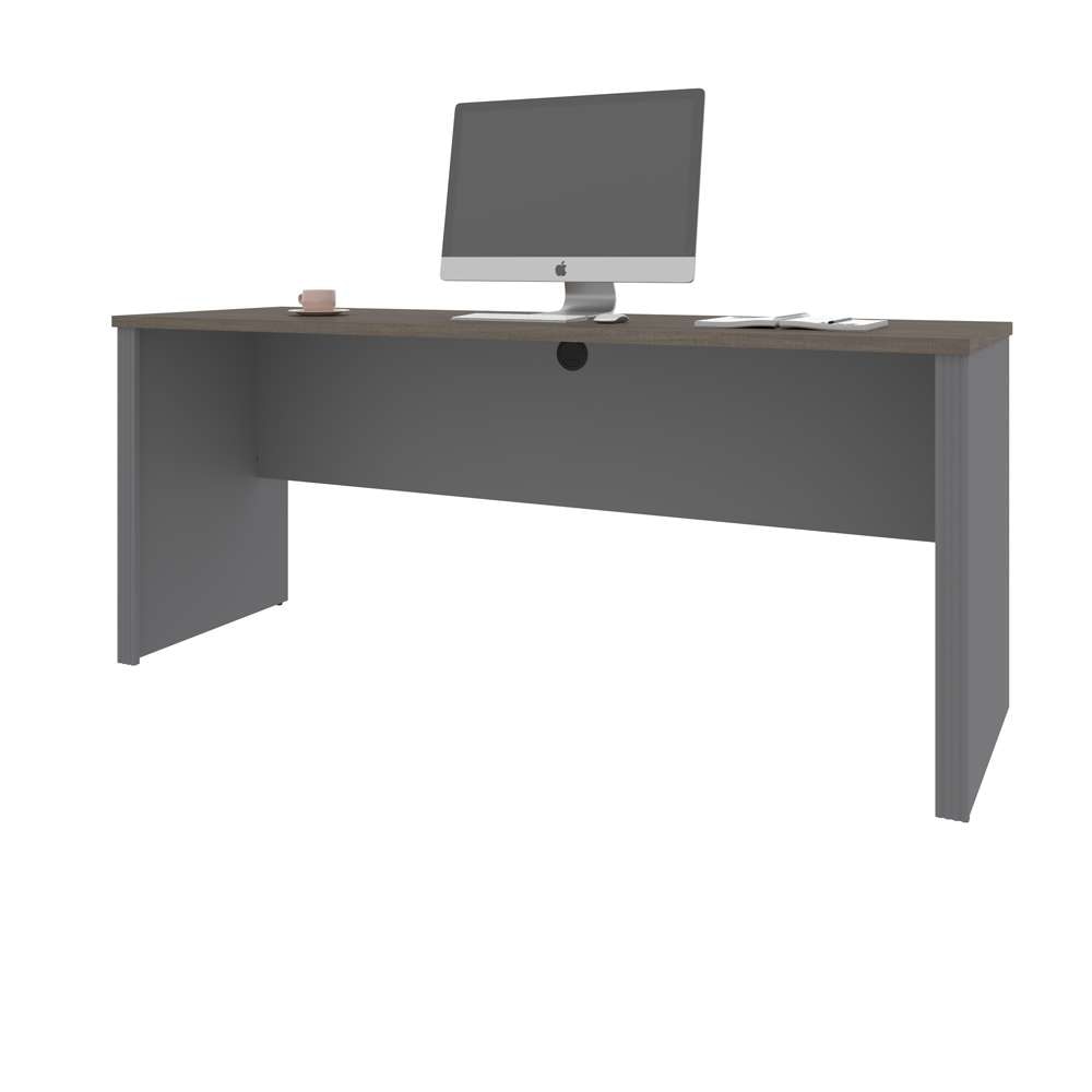 Bestar - Prestige + 72W Narrow Desk Shell in Bark Grey & Slate - 99612-000047 veiw 2